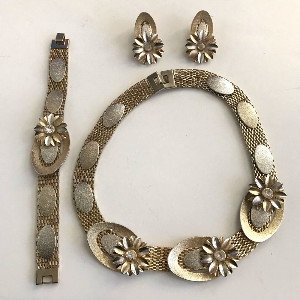 Lily Brand Gold and Silver Floral Necklace 3pc  Set
